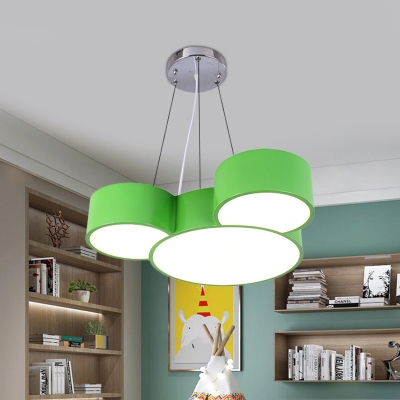 Acrylic Mouse Shaped Flush Ceiling Light Cartoon Blue/Green/Red LED Ceiling Mounted Fixture for Nursery