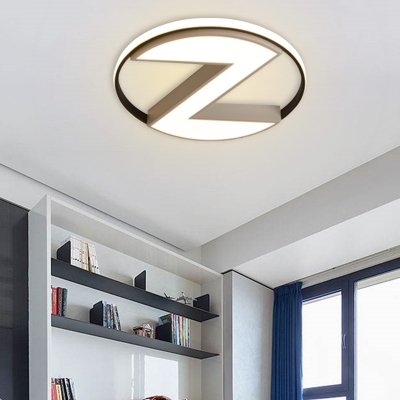 Black and White Z-Shape Flush Mount Light Fixture Contemporary 18