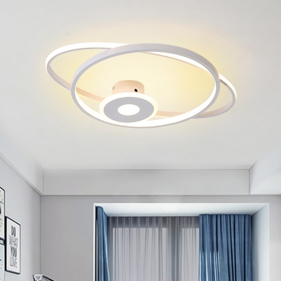 Black/White Geometric Frame Ceiling Lighting Simplicity Acrylic LED Flush Mount for Bedroom in Warm/White Light