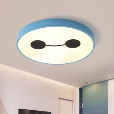 Blue Circle Ceiling Mounted Light Nordic LED Acrylic Flush Lamp Fixture in White/Warm Light for Kids Room