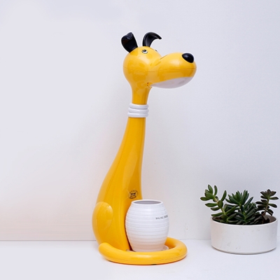 Cartoon Dog Shape Reading Light Plastic LED Bedroom Rotatable Night Table Lamp in White/Pink/Yellow
