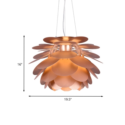 Copper Finish Pinecone Shape Pendant Contemporary 1 Light Metal Ceiling Hang Fixture