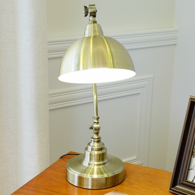 Gold 1 Light Desk Light Industrial metallic Gooseneck Arm Table Lamp with Dome Shade