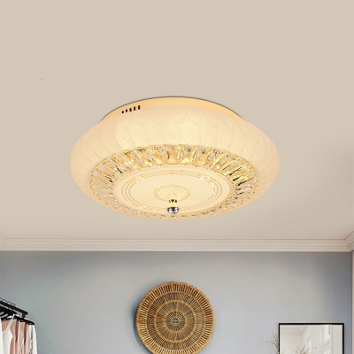 Gold LED Flush Mount Light Modern Clear Crystal Block Round Flushmount Lighting for Bedroom