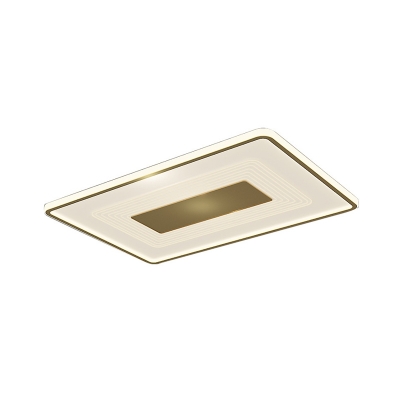 Gold Square/Rectangle Flush Lamp Modern LED Acrylic Flush Mount Lighting in White/Warm Light, 16