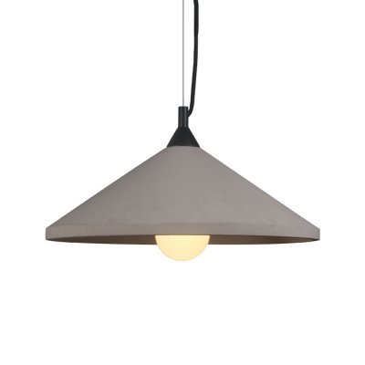 Grey 1 Light Ceiling Lighting Antiqued Cement Wide Flare Pendant Lamp Fixture for Clothes Shop