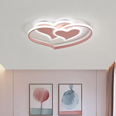 Loving Heart Flush Mount Fixture Modernist Acrylic LED Black/White/Pink Ceiling Lighting for Bedroom