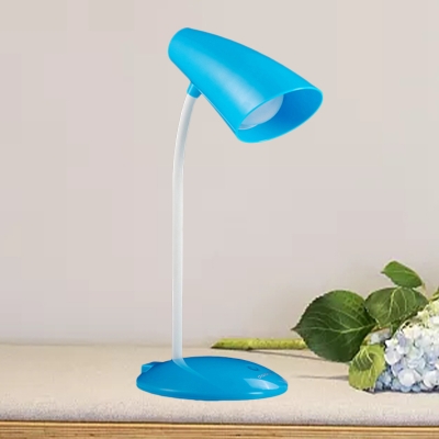 Metal Cup Shape Reading Book Light Modernism LED Desk Lamp in White/Blue for Study Room
