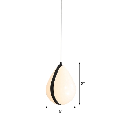 Metallic Waterdrop Drop Pendant Contemporary 1 Head Black and White Hanging Lamp Kit for Bedroom in Warm/White Light