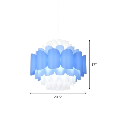 Modern LED Hanging Light Blue and White Blossom Pendant Lamp Fixture with Acrylic Panel Shade