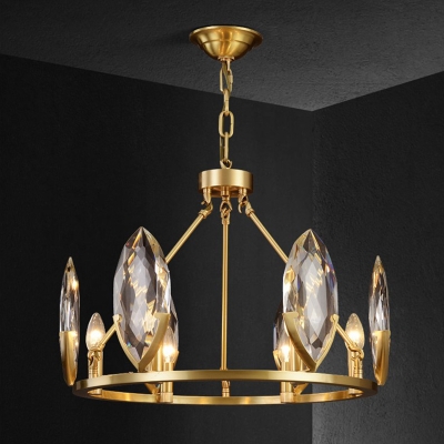 Modern Oval Ceiling Chandelier Crystal 6/8-Light Living Room Suspension Pendant in Gold with Ring Design