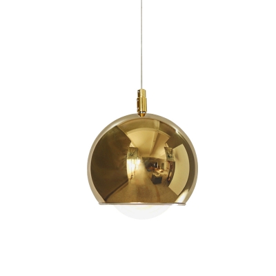 Post Modern Globe Hanging Lighting Iron 1 Light Bedside Rotatable LED Pendant Lamp Fixture in Gold