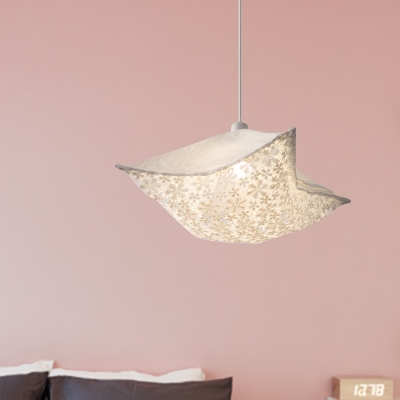 Printed Fabric Pillow Pendant Lamp Modern Creative 1-Light Living Room Ceiling Hanging Light in Light-Purple/White/Green