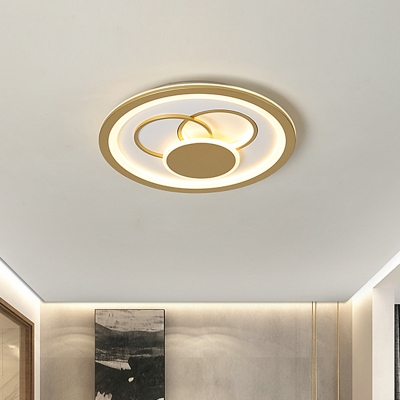 Round Ceiling Mounted Lamp Modernist Acrylic LED Gold Flush Light in Warm/White Light, 16