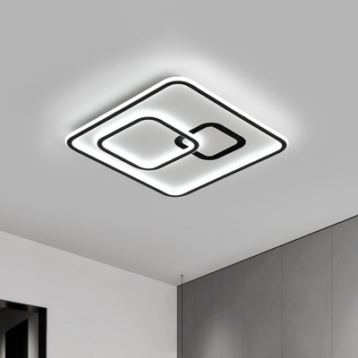 Squared Acrylic Ceiling Mounted Light Modernist LED Black Flush Lamp Fixture, 16