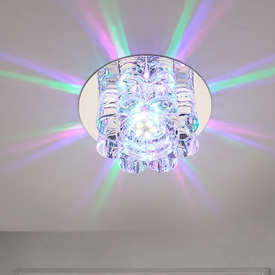 Translucent Crystal Blossom Flushmount Modern LED Porch Flush Light in Warm/White/Multi Color Light