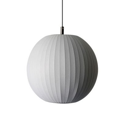 White 1 Head Hanging Pendant Simple Fabric Spheroid Suspension Light over Dining Table, 12/16 Inches Wide