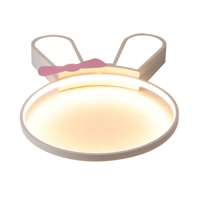 White Rabbit Frame Flush Light Fixture Cartoon LED Acrylic Flush Mounted Lamp in White/Warm Light