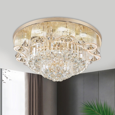 4 Bulbs Crystal Ceiling Lighting Minimalism Gold Double Layered Living Room Flushmount