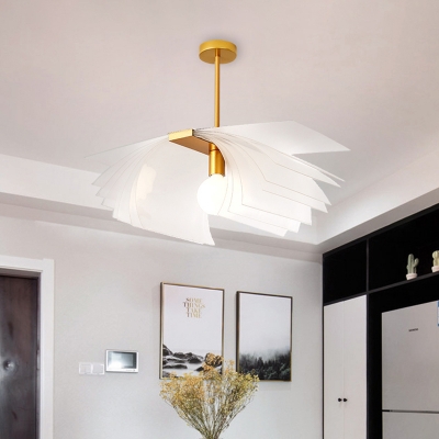 Acrylic Paper Shape Semi Mount Lighting Modernist LED Close to Ceiling Lamp in Gold