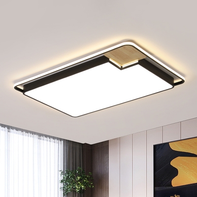 Acrylic Rectangular Flush Lighting Minimalist LED Ceiling Mounted Fixture in Black