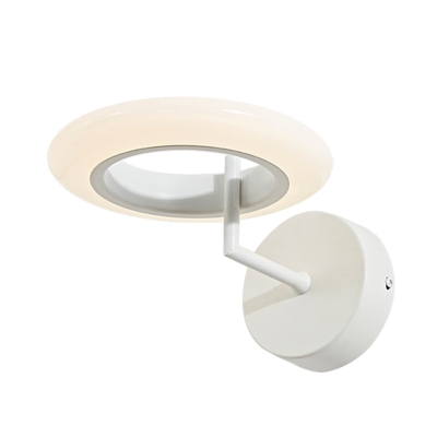 Acrylic Round Wall Lamp Contemporary Coffee/White LED Lighting Sconce with Curved Arm in Warm/Natural Light