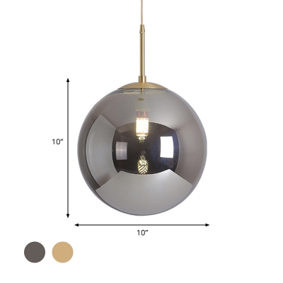 Amber/Smoke Grey Glass Sphere Pendant Postmodern 1-Light 6