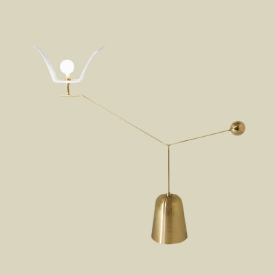 Angled Linear Living Room Desk Light Metallic LED Modernism Nightstand Lamp in Gold