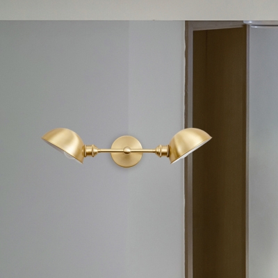 Black/Brass Bowl Wall Sconce Light Traditional Metal 2 Heads Bathroom Wall Mount Lighting Fixture