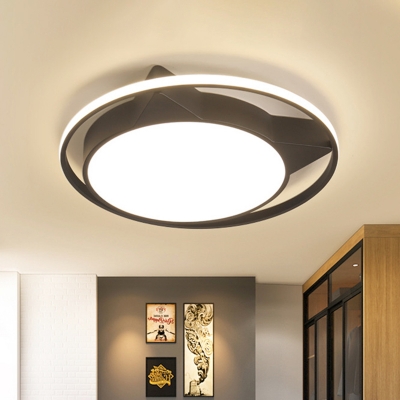 Black Car Flush Mount Cartoon Style LED Acrylic Ceiling Light Fixture in Warm/White Light with Circular Design