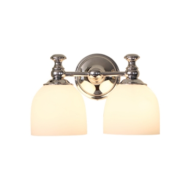 Bowl Family Room Sconce Ideas Rural Opal Glass 1/2-Bulb Polished Chrome Wall Mounted Lighting Fixture