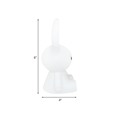 Cartoon LED Night Light White Finish Bear/Rabbit Shape Rechargeable Night Lamp with Plastic Shade
