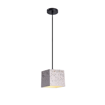 Cube Hanging Lighting Modern Nordic Terrazzo 1 Light White Ceiling Pendant Lamp for Restaurant