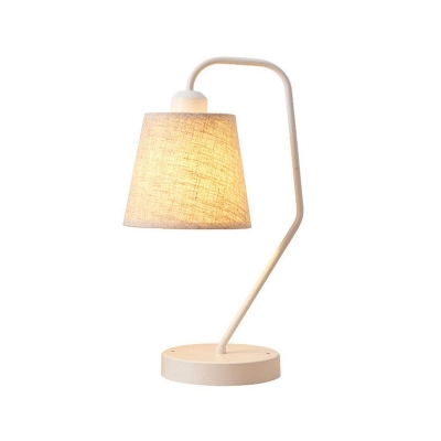 Fabric Barrel Night Table Light Minimalist 1 Light White Desk Lamp for Living Room