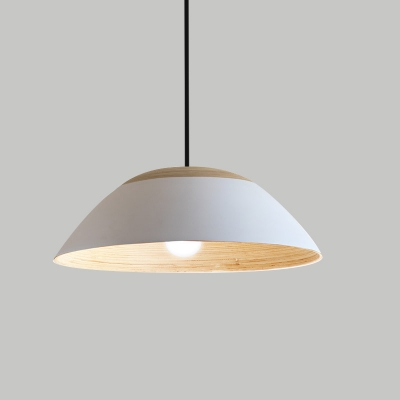 Handmade Bamboo Wide Bowl Pendant Lamp Nordic 1 Head Black/White Finish Hanging Light Fixture