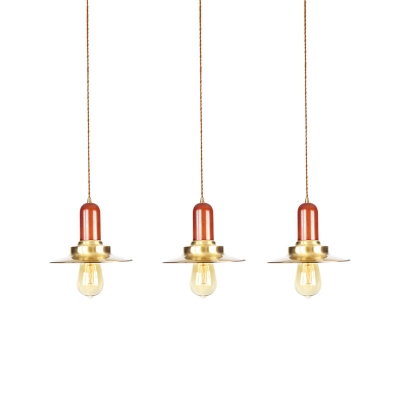 Industrial-Style Flat Multi Light Chandelier 3/5/7 Heads Metal Tandem Hanging Lamp Kit in Gold