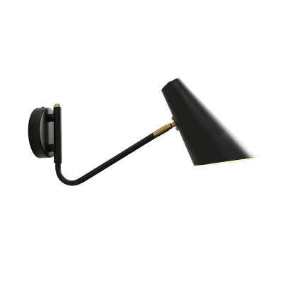 Iron Horn Shade Rotatable Wall Light Factory Single Bedside Sconce Lighting Fixture in Black