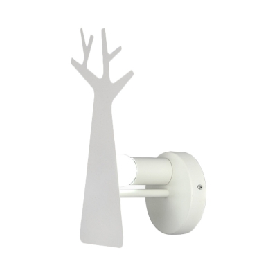 Iron Tree Panel Sconce Light Fixture Macaron 1 Light Grey/White/Green Finish LED Wall Lamp for Foyer