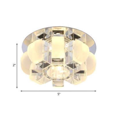 LED Flush Mount Lamp Modern Flower Crystal Block Ceiling Light in Gold, Warm/White/Multi Color Light