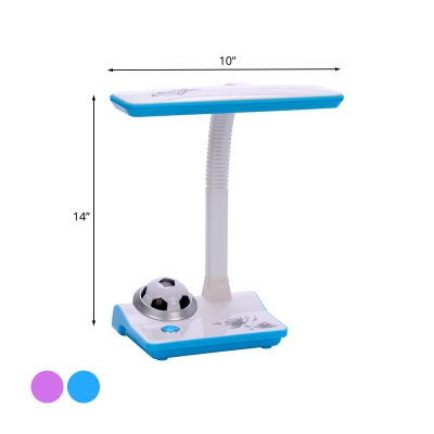 Pink/Blue Finish Rectangle Desk Light Modern LED Plastic Reading Lamp with Soccer Deco