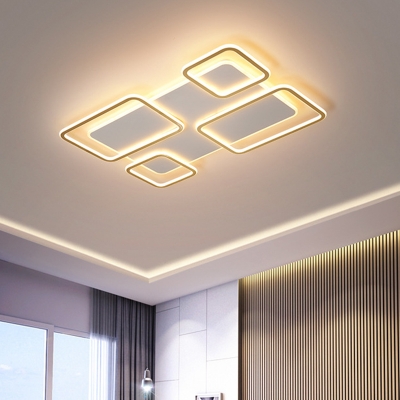 Rectangle Flush Mounted Lamp Contemporary Acrylic LED White-Gold Flushmount Light in Warm/White Light
