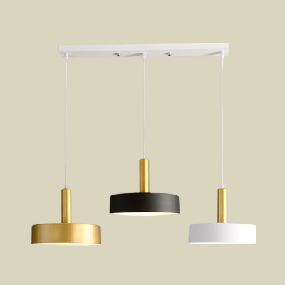 Round Metal Cluster Pendant Light Modernist 3 Heads White-Black-Gold Hanging Lamp Kit