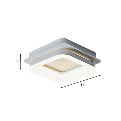 Round/Square Ceiling Flush Mount Contemporary Metal White LED Flush Light Fixture for Living Room in Warm/Natural Light