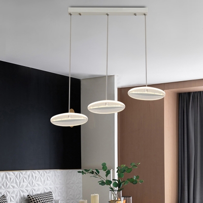 Simple Disk Multiple Hanging Light Acrylic 3-Light Dining Room LED Pendulum Lamp in White/Black/Gold