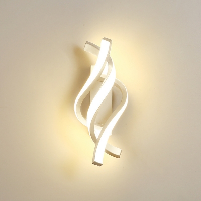 Spiral Wall Mount Lighting Modern Acrylic LED White Sconce Lamp Fixture in White/Warm Light for Bedside
