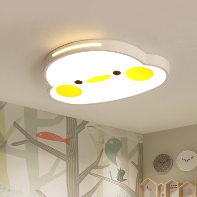 White and Yellow Duck Flush Light Cartoon LED Acrylic Flush Mount Lamp for Living Room