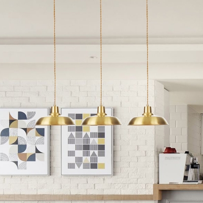 3/5/7-Bulb Tandem Multi Light Pendant Industrial Restaurant Hanging Lamp with Barn Metal Shade in Gold