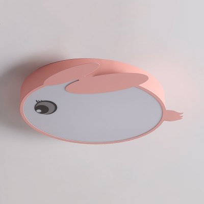 Acrylic Rabbit Shaped Ceiling Flush Cartoon LED Flushmount Lighting in Blue/Pink for Kids Bedroom