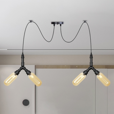 

Black Finish 4/6/12-Bulb Multi Light Chandelier Industrial Amber Glass Capsule Swag LED Hanging Lamp Fixture, HL614767