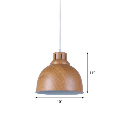 Brown Dome Hanging Pendant Light Minimalist Aluminum Single Bistro Suspension Lamp with Venting Socket